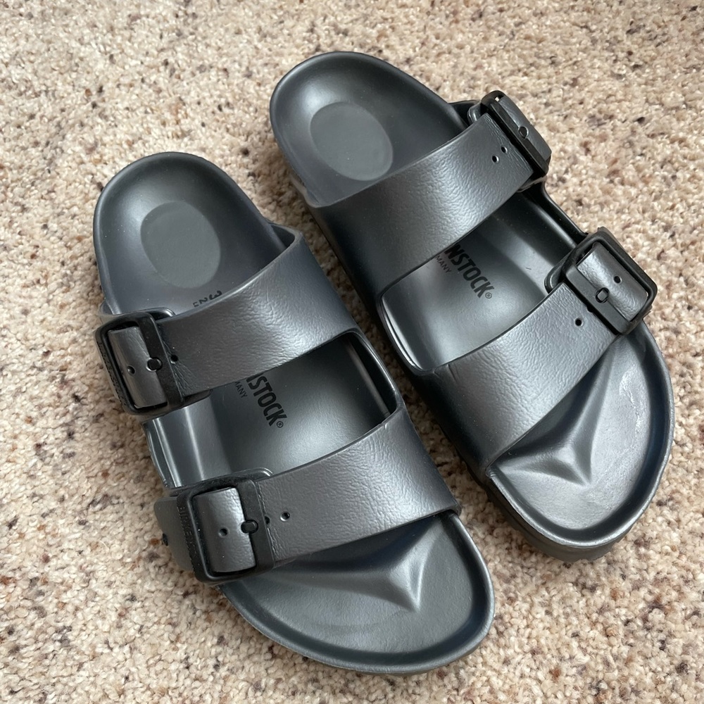 Birkenstock Arizona Essentials Eva Sandals in Anthracite (metallic dark grey)